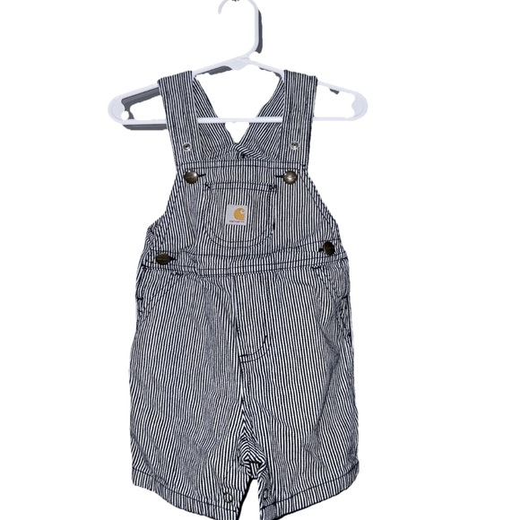 Carhartt 3 Toddler Ticking Stripe Shortall, NEW 12 M - Picture 1 of 6